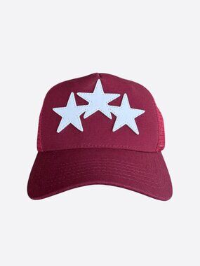 Amiri Burgundy & White Triple Star Trucker Hat